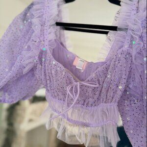Dyspnea Lilac Boot Scootin' Top LIKE NEW #cottagecore #dopaminedressing #sequins